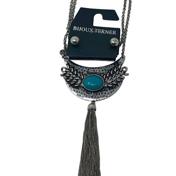 Bijoux Terner Silver/Turquoise Necklace/Earrin - Picture 1 of 4